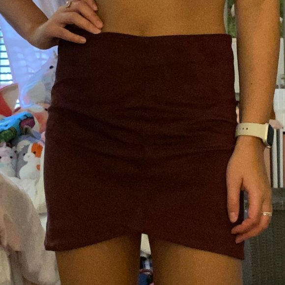 Mud Pie Dresses & Skirts - Dark Red Faux Suede Skirt